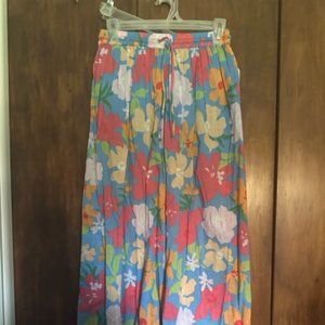 NWT Billabong Orange & Blue Floral Back in Five Palazzo Pants Medium